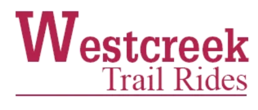 Logo reading 'Westcreek Trail Rides' in red text on white background.